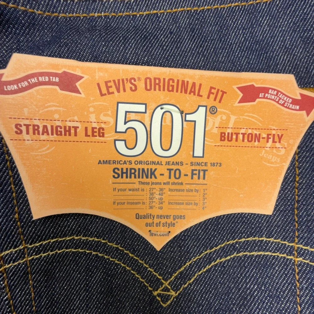 Levis 501 Original Fit Shrink-To-Fit Indigo Rigid Jeans 31x32 005010000 Mens
